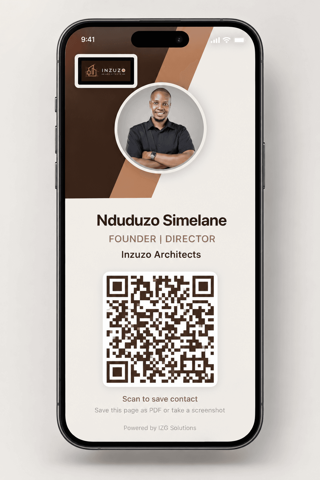 Nduduzo Simelane — digital business card by IZG Solutions