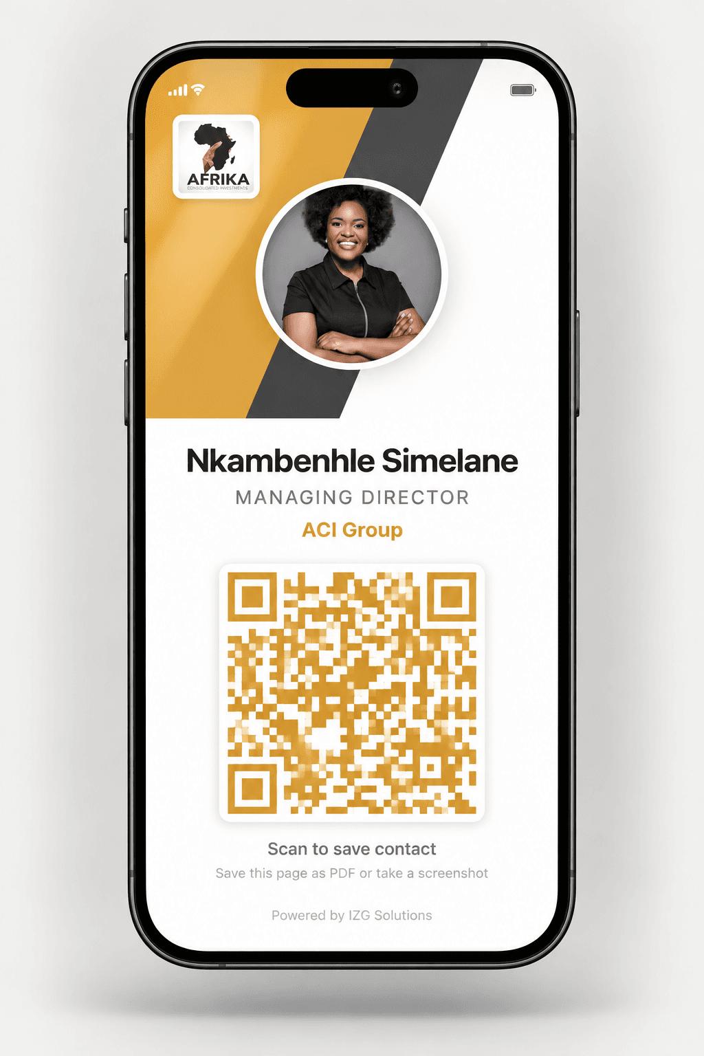 Nkambenhle Simelane — digital business card by IZG Solutions