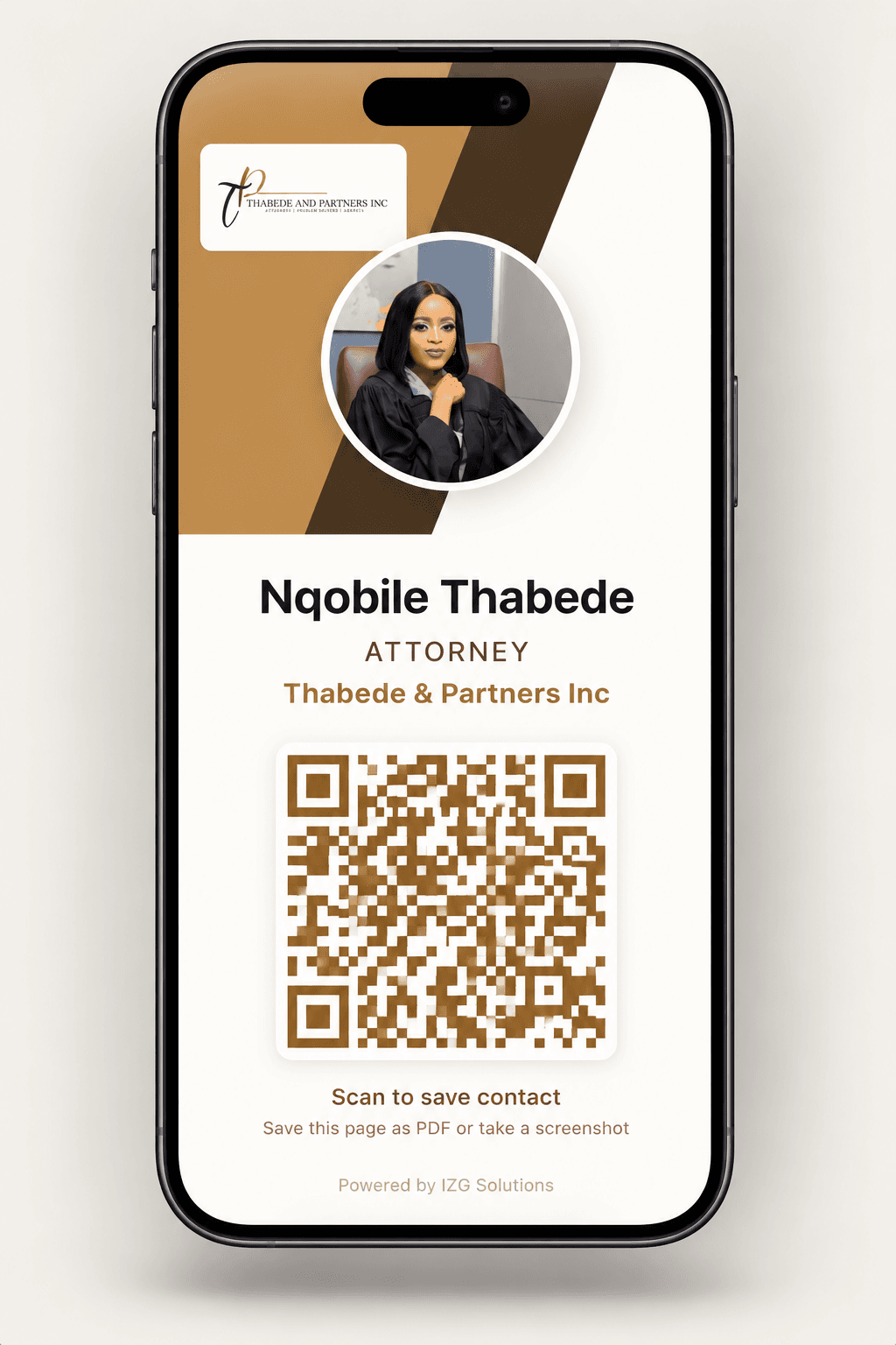 Nqobile Thabede — digital business card by IZG Solutions