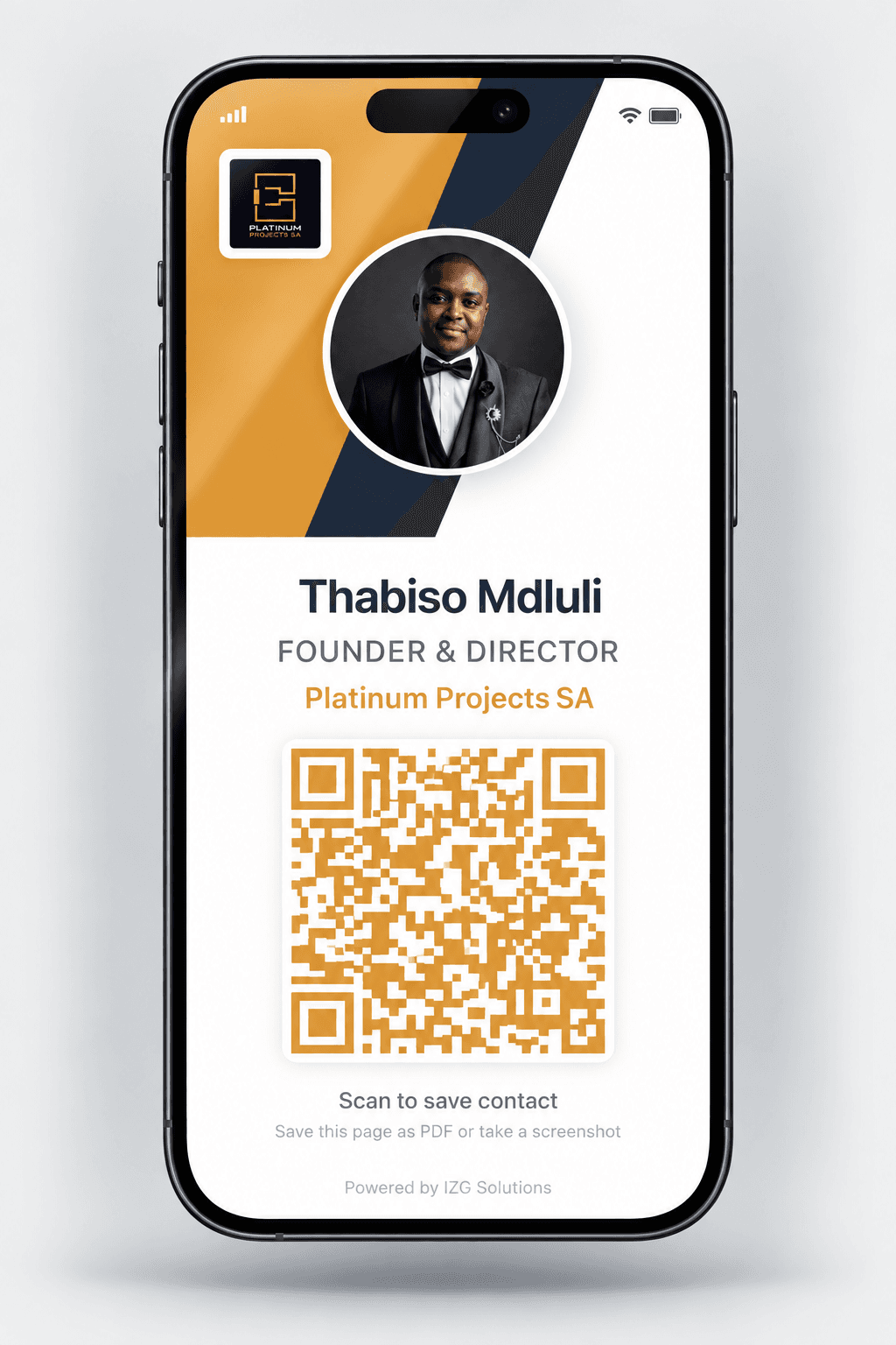 Thabiso Mdluli — digital business card by IZG Solutions